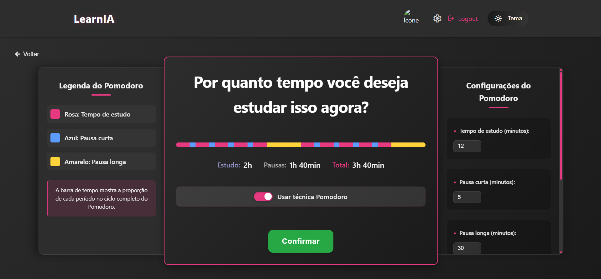 Interface de chat com IA